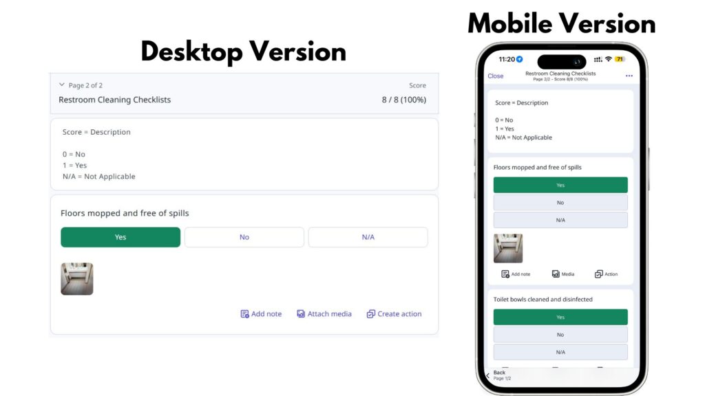 E-inspection mobile interface
